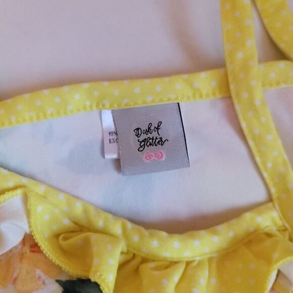 Dash of Glitter Yellow Print Sleeveless One Piece Jumpsuit Size 12-18 Months - Picture 4 of 4